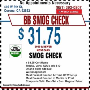 Smog Check Coupon Corona